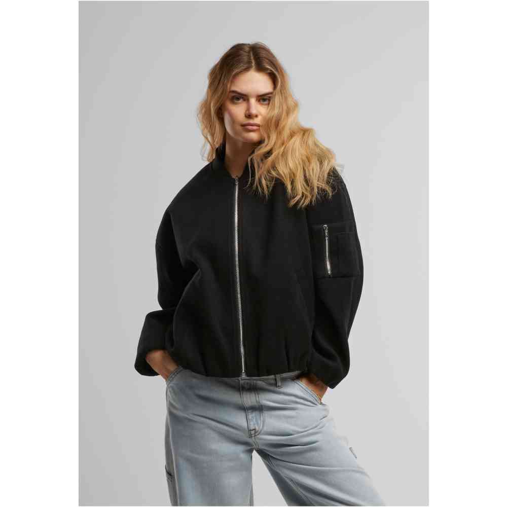 Urban Classics - Faux Wool Bomber jacket - Zwart